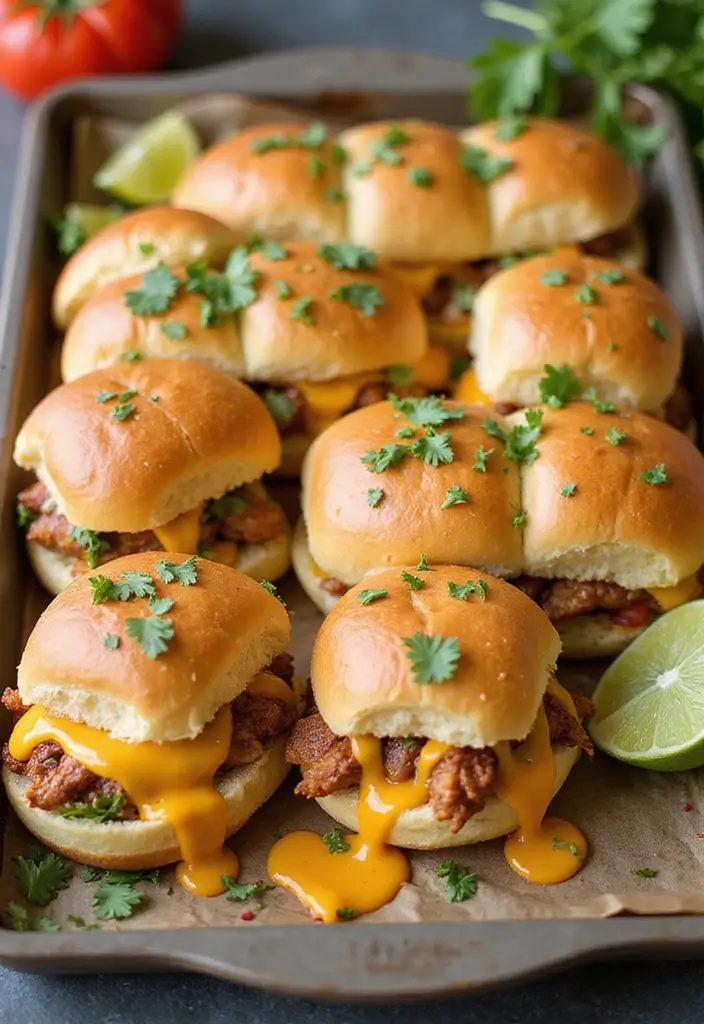 28 Mexican Chicken with Cheese Sauce Recipes That Are Gooey & Good - 22. Mexican Chicken and Cheese Sliders