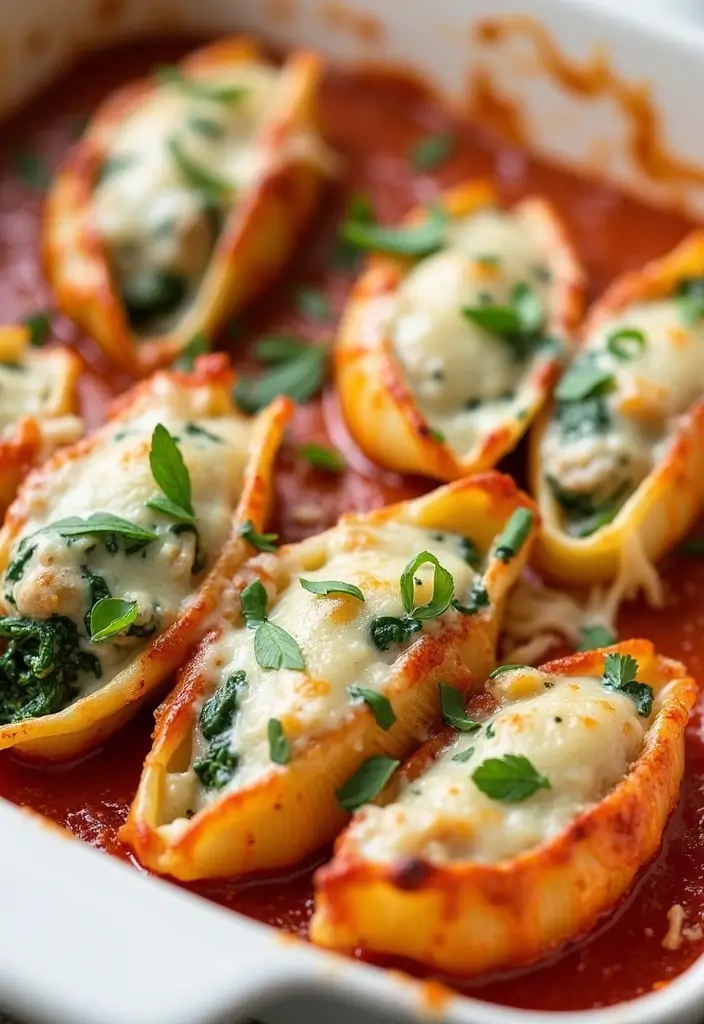 28 Mexican Chicken with Cheese Sauce Recipes That Are Gooey & Good - 26. Cheesy Chicken and Spinach Stuffed Shells