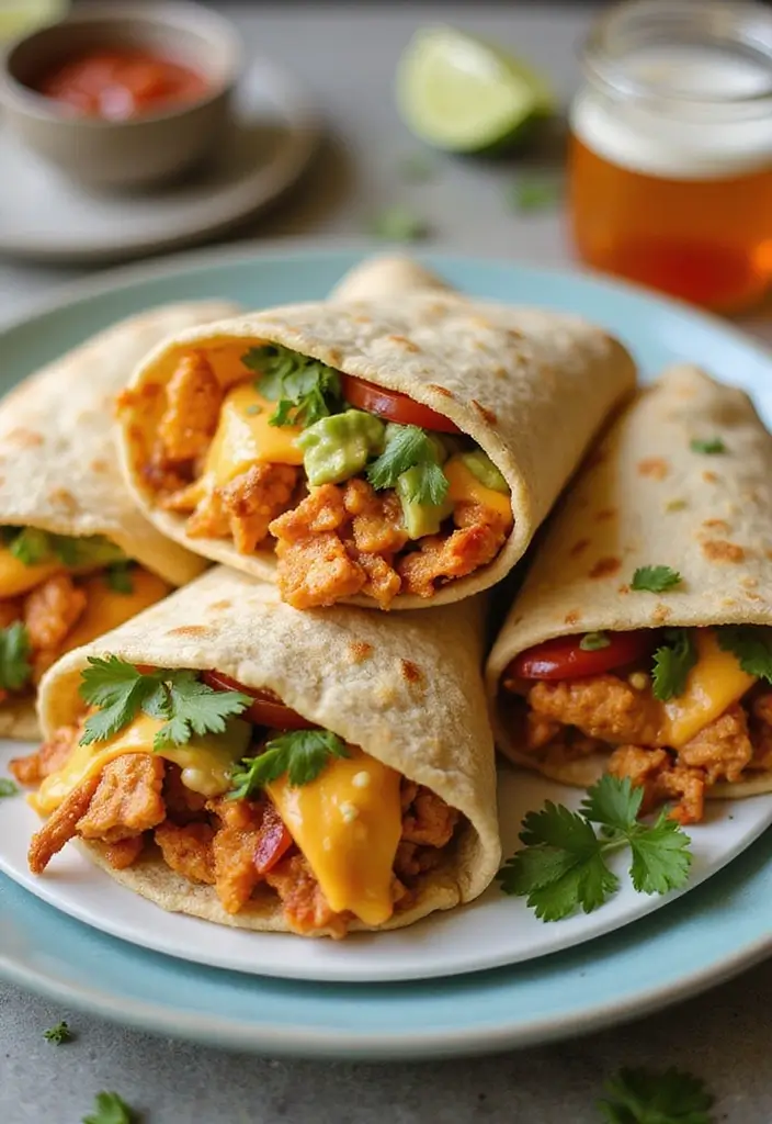 28 Mexican Chicken with Cheese Sauce Recipes That Are Gooey & Good - 27. Taco Chicken and Cheese Wraps
