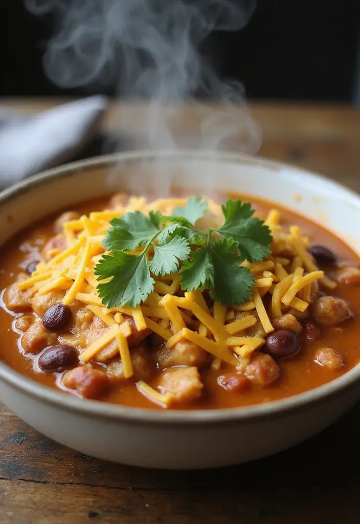 28 Mexican Chicken with Cheese Sauce Recipes That Are Gooey & Good - 28. Cheesy Chicken and Bean Chili
