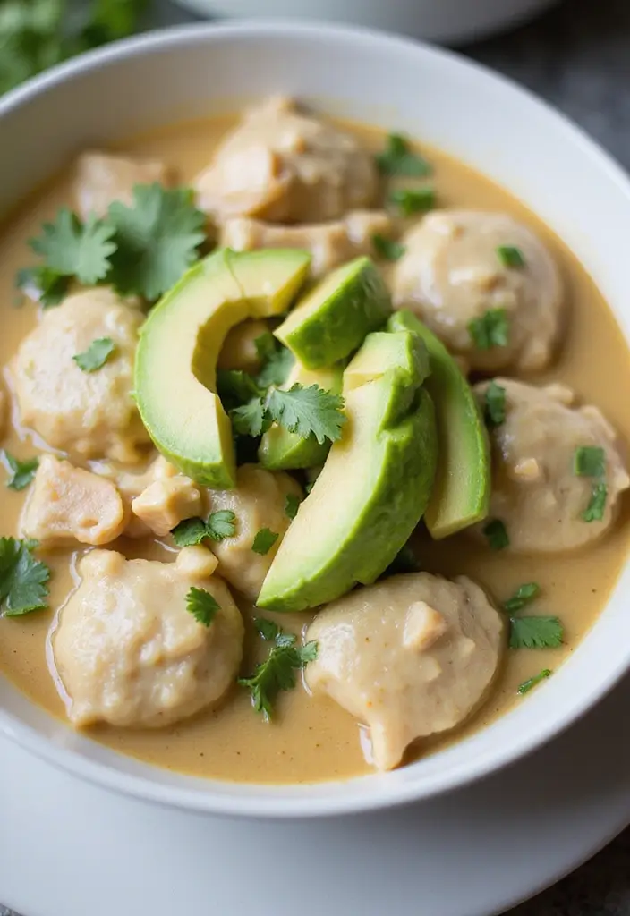 28 Old Fashioned Chicken and Dumplings Recipes That Feel Like Grandma’s - 25. Chicken and Dumplings with Avocado