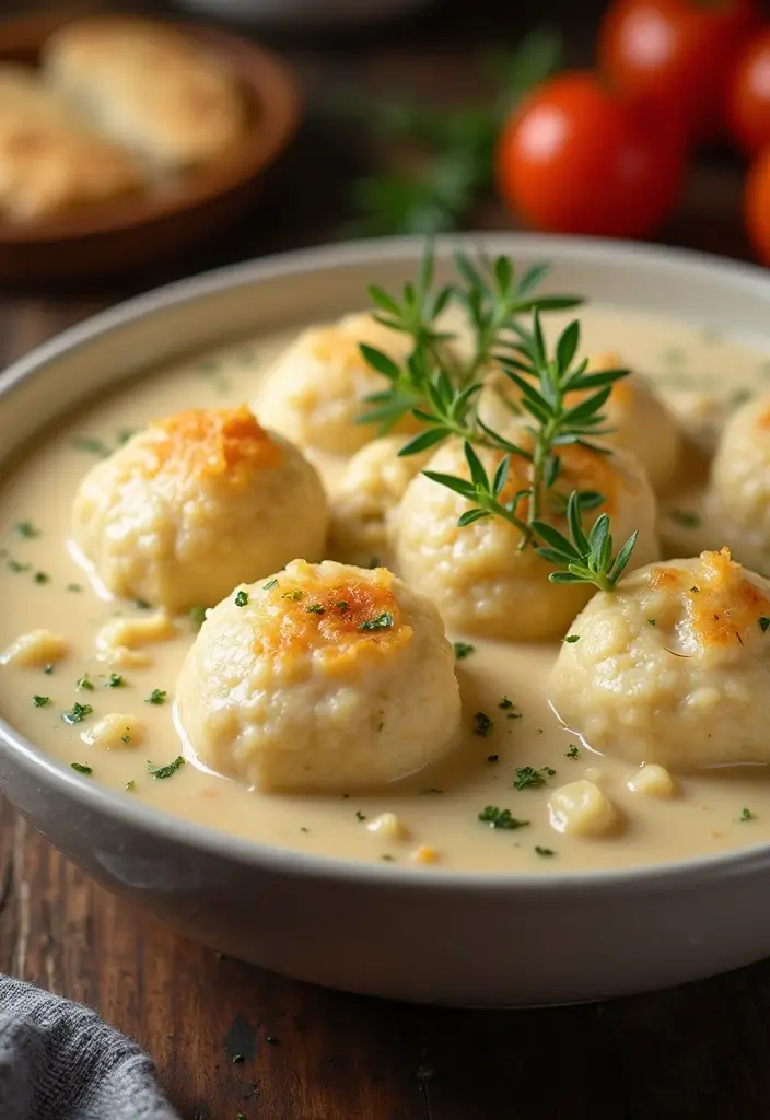 28 Old Fashioned Chicken and Dumplings Recipes That Feel Like Grandma’s - 3. Creamy Chicken and Dumplings with Thyme