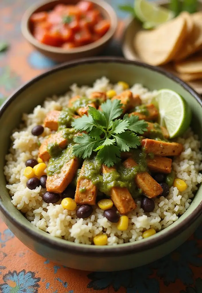 28 Salsa Verde Chicken Crockpot Recipes That Cook Themselves - 3. Salsa Verde Chicken Burrito Bowls