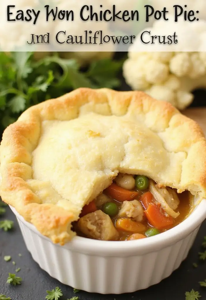 29 Chicken Pot Pie with Pie Crust Recipes That Are Classic Comfort - 11. Chicken Pot Pie with Cauliflower Crust