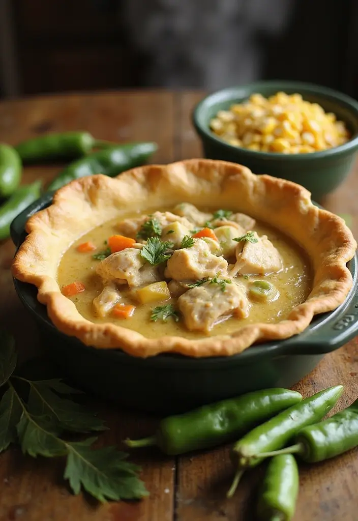 29 Chicken Pot Pie with Pie Crust Recipes That Are Classic Comfort - 12. Chicken Pot Pie with Green Chili