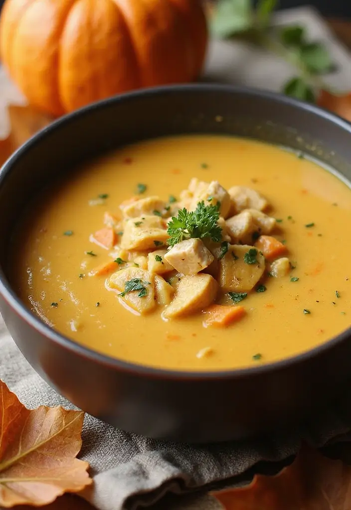 29 Chicken Soups and Stews Recipes That Feel Like a Warm Hug - 20. Chicken and Pumpkin Soup