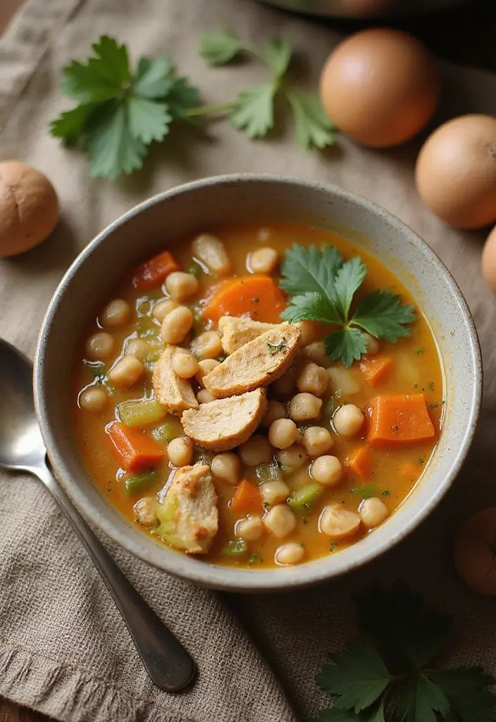 29 Chicken Soups and Stews Recipes That Feel Like a Warm Hug - 27. Chicken and Chickpea Soup