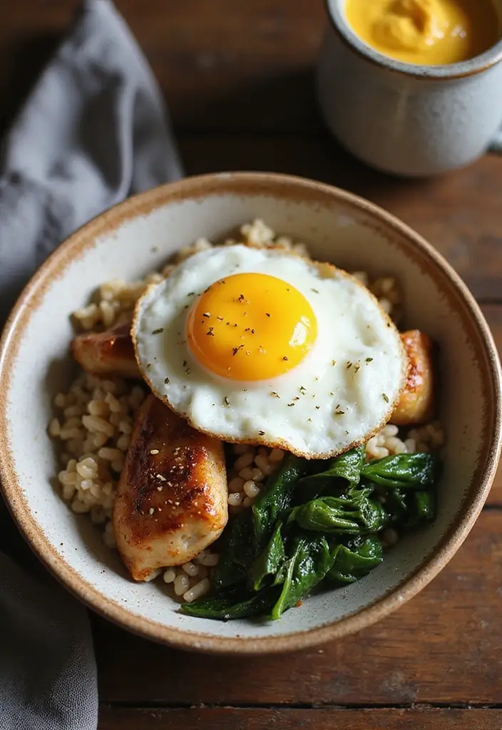 29 Chicken and Brown Rice Recipes for Clean Eating - 14. Chicken and Brown Rice Breakfast Bowl