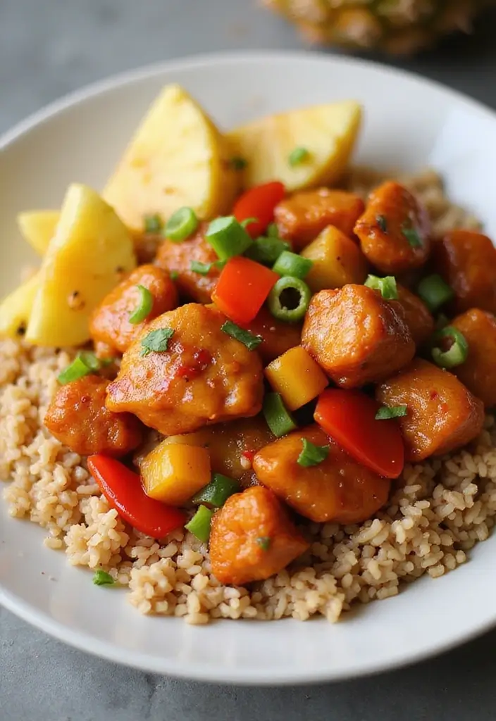 29 Chicken and Brown Rice Recipes for Clean Eating - 18. Sweet and Sour Chicken with Brown Rice