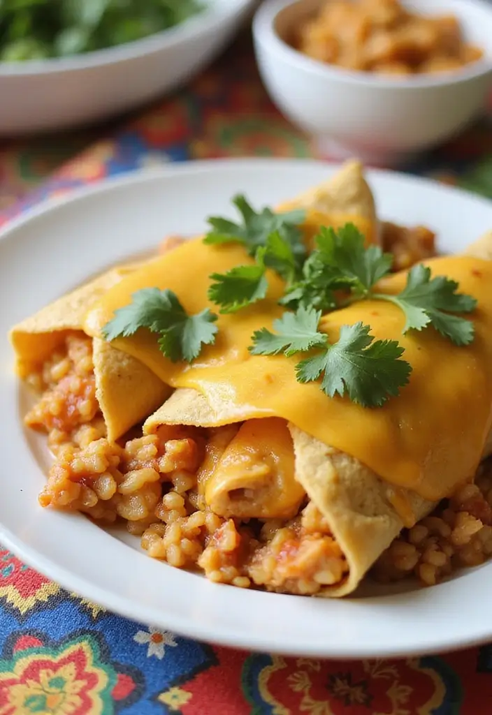 29 Chicken and Brown Rice Recipes for Clean Eating - 19. Chicken and Brown Rice Enchiladas