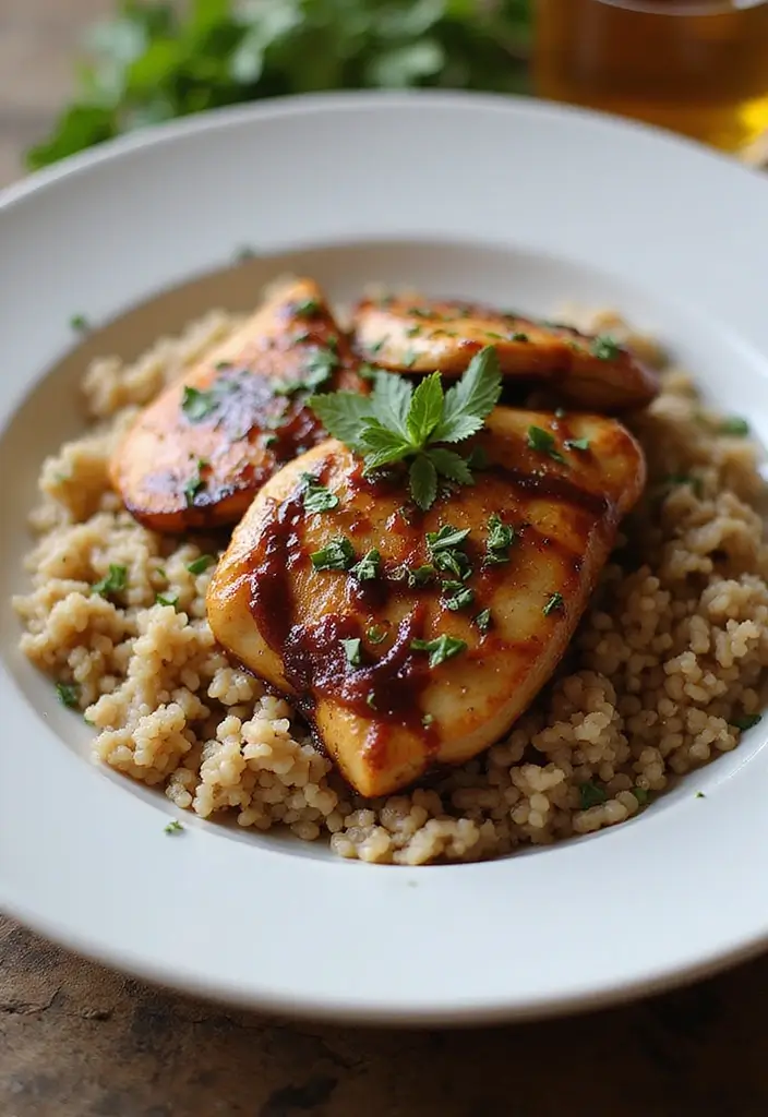 29 Chicken and Brown Rice Recipes for Clean Eating - 22. Balsamic Chicken and Brown Rice