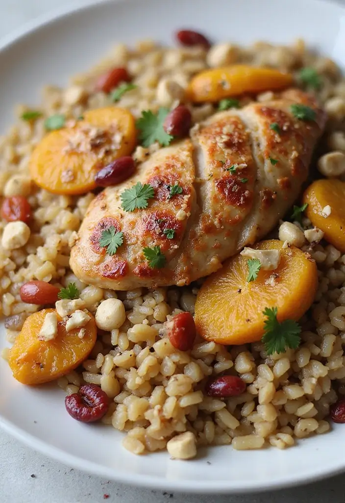 29 Chicken and Brown Rice Recipes for Clean Eating - 23. Chicken and Brown Rice Pilaf with Nuts and Dried Fruits