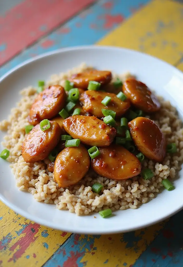 29 Chicken and Brown Rice Recipes for Clean Eating - 27. Honey Garlic Chicken and Brown Rice