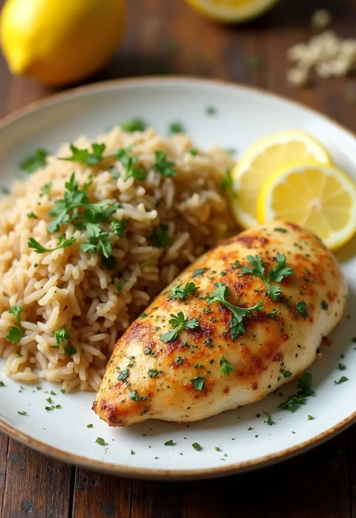 29 Chicken and Brown Rice Recipes for Clean Eating - 3. Lemon Herb Chicken with Brown Rice