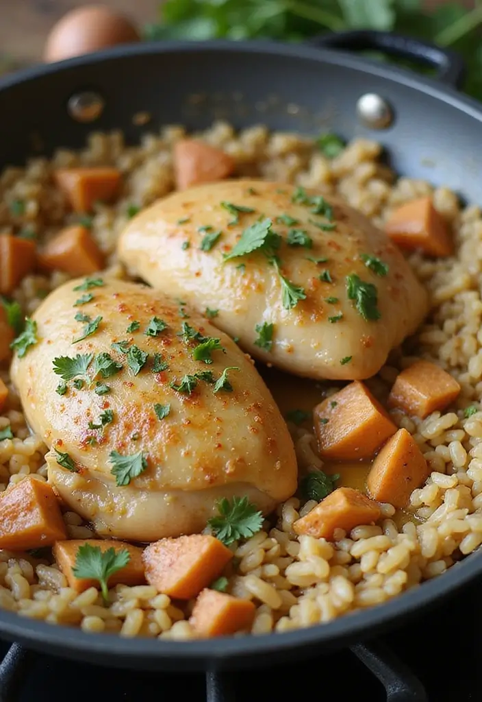 29 Chicken and Brown Rice Recipes for Clean Eating - 9. One-Pan Chicken and Brown Rice