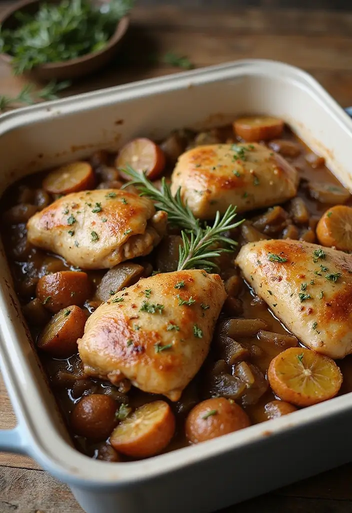 29 Chicken and Onion Recipes That Add Sweet Caramelized Flavor - 18. Rustic Chicken and Onion Bake
