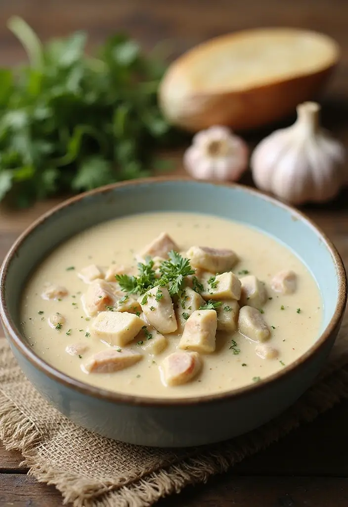 29 Creamy White Chicken Chili Recipes That Are Thick & Comforting - 13. Creamy White Chicken Chili with Garlic and Herbs