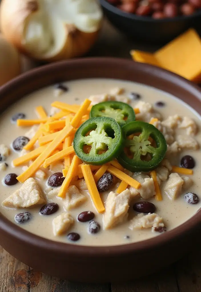 29 Creamy White Chicken Chili Recipes That Are Thick & Comforting - 14. Creamy White Chicken Chili with Black Beans