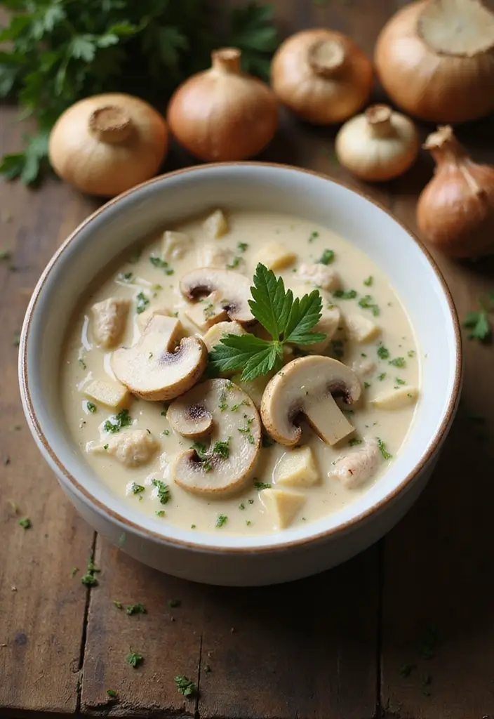 29 Creamy White Chicken Chili Recipes That Are Thick & Comforting - 16. Creamy White Chicken Chili with Mushrooms