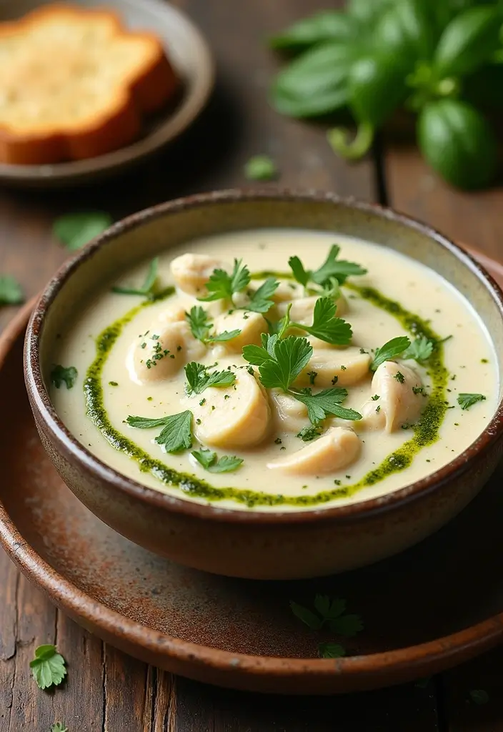 29 Creamy White Chicken Chili Recipes That Are Thick & Comforting - 24. Creamy White Chicken Chili with Pesto