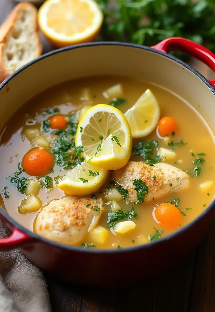29 Dutch Oven Chicken Recipes That Feel Rustic & Flavorful - 10. Greek Lemon Chicken Soup