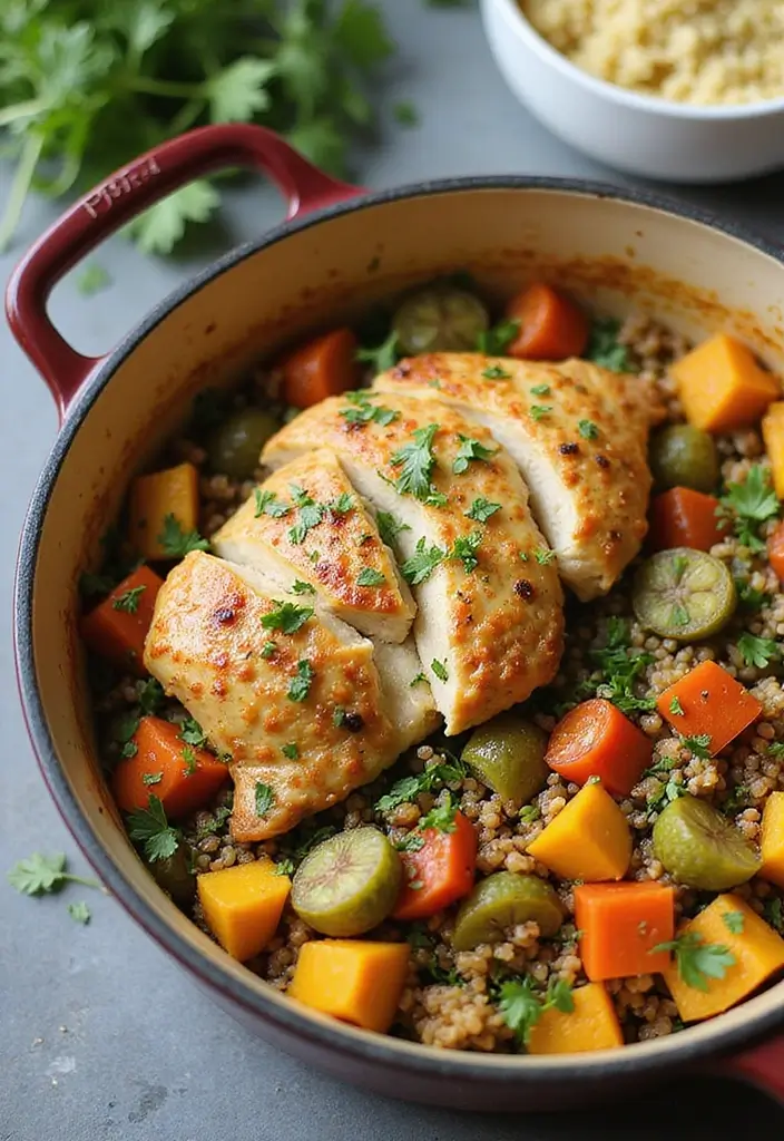 29 Dutch Oven Chicken Recipes That Feel Rustic & Flavorful - 27. Chicken Quinoa Bowl