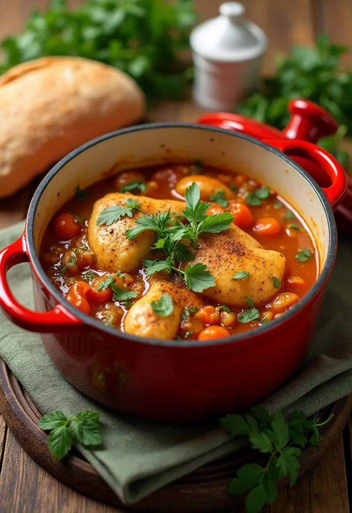 29 Dutch Oven Chicken Recipes That Feel Rustic & Flavorful - 4. Tuscan Chicken Stew