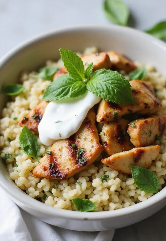 29 Greek Chicken Orzo Bowl Recipes That Feel Mediterranean - 13. Greek Chicken Orzo Bowl with Mint Yogurt