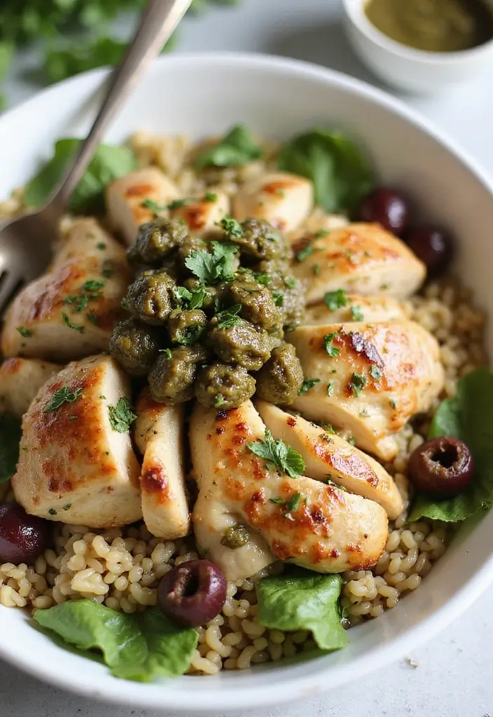 29 Greek Chicken Orzo Bowl Recipes That Feel Mediterranean - 20. Greek Chicken Orzo Bowl with Olive Tapenade