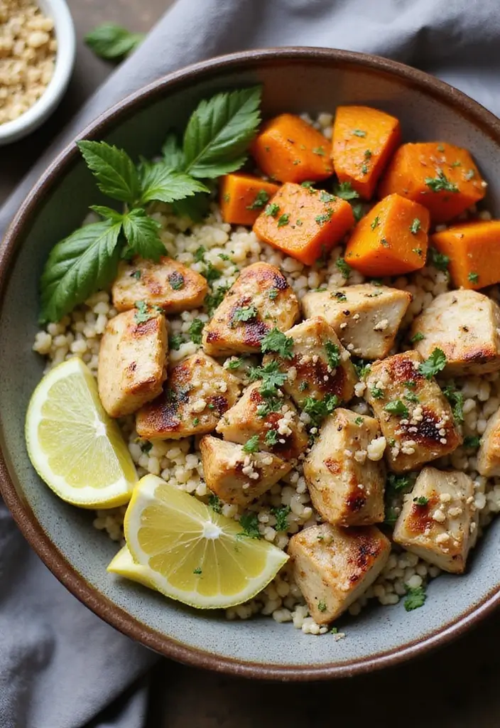 29 Greek Chicken Orzo Bowl Recipes That Feel Mediterranean - 21. Greek Chicken Orzo Bowl with Sweet Potatoes