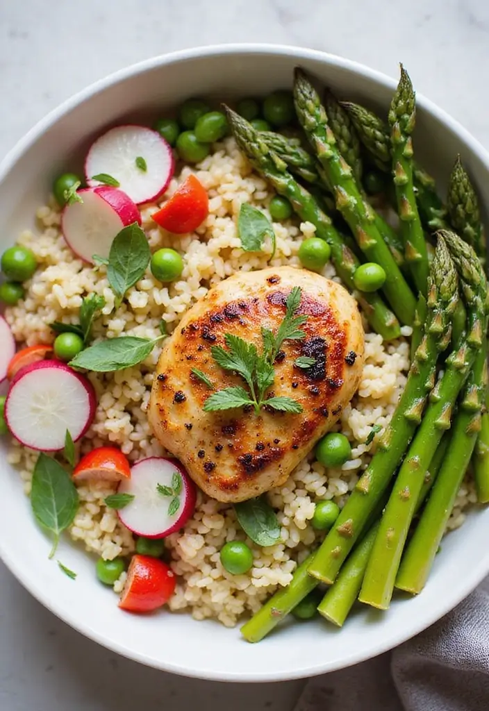 29 Greek Chicken Orzo Bowl Recipes That Feel Mediterranean - 24. Greek Chicken Orzo Bowl with Spring Vegetables