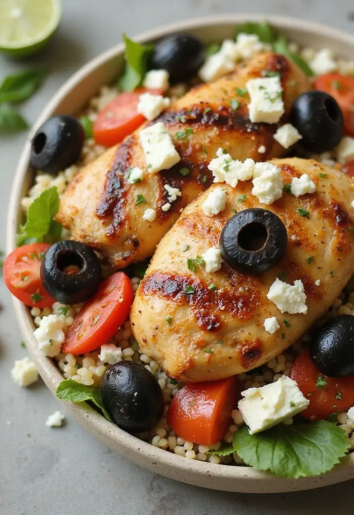 29 Greek Chicken Orzo Bowl Recipes That Feel Mediterranean - 25. Greek Chicken Orzo Bowl with Black Olives and Feta