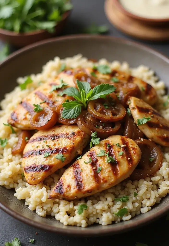 29 Greek Chicken Orzo Bowl Recipes That Feel Mediterranean - 29. Greek Chicken Orzo Bowl with Caramelized Onions