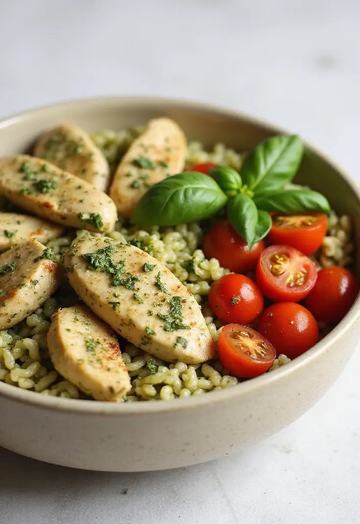 29 Greek Chicken Orzo Bowl Recipes That Feel Mediterranean - 7. Pesto Chicken Orzo Bowl