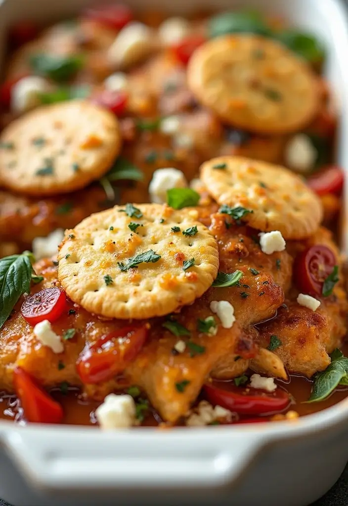 30 Chicken Casserole Recipes with Ritz Crackers That Add Perfect Crunch - 18. Mediterranean Chicken Casserole
