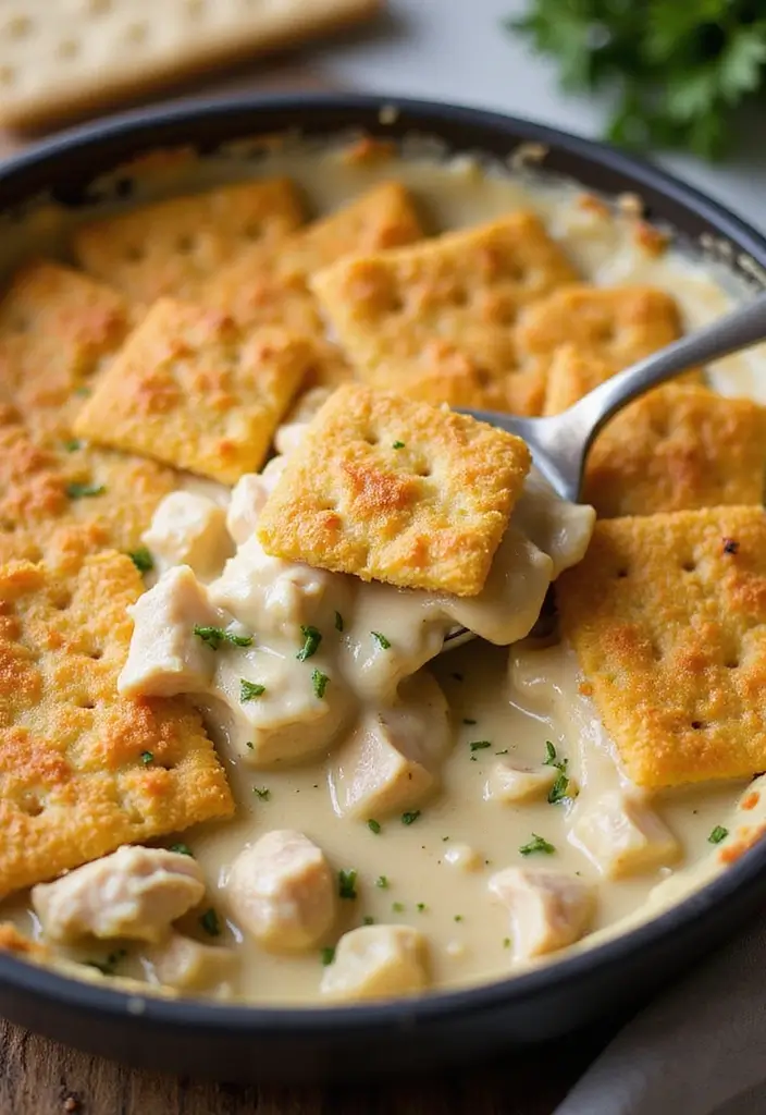 30 Chicken Casserole Recipes with Ritz Crackers That Add Perfect Crunch - 9. Creamy Garlic Chicken Casserole