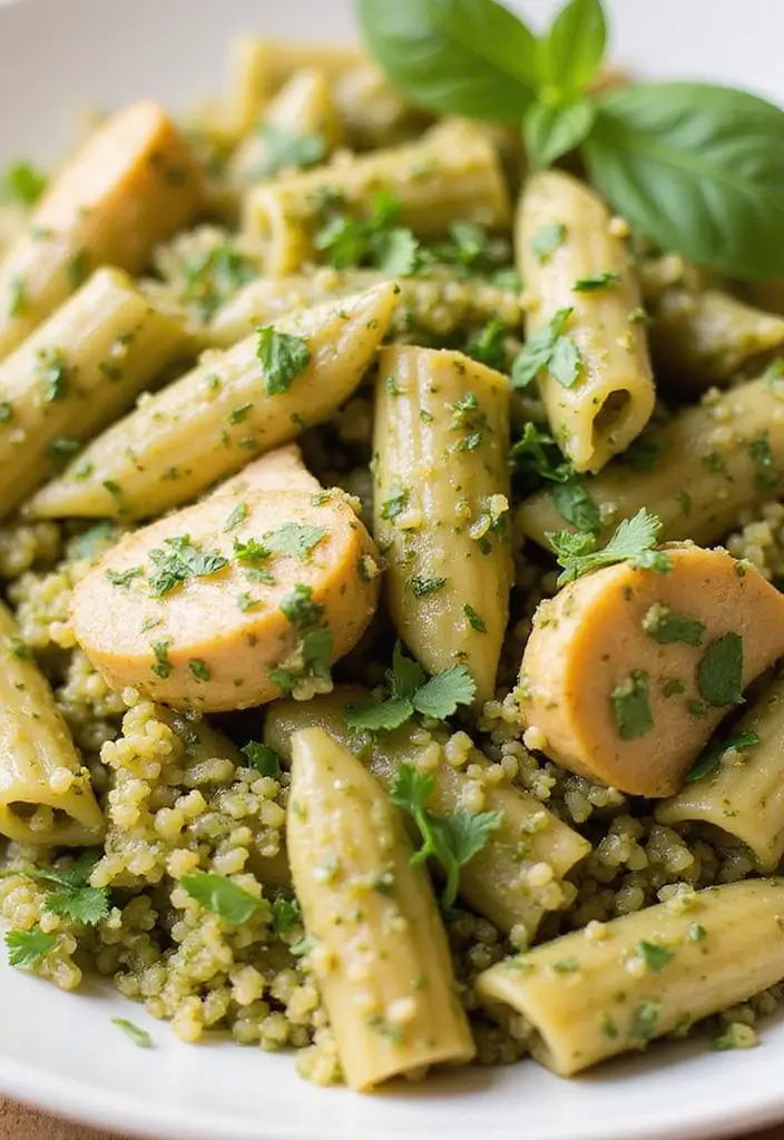 30 Creamy Pesto Chicken Pasta Recipes That Feel Fresh & Filling - 20. Creamy Pesto Chicken Pasta with Quinoa