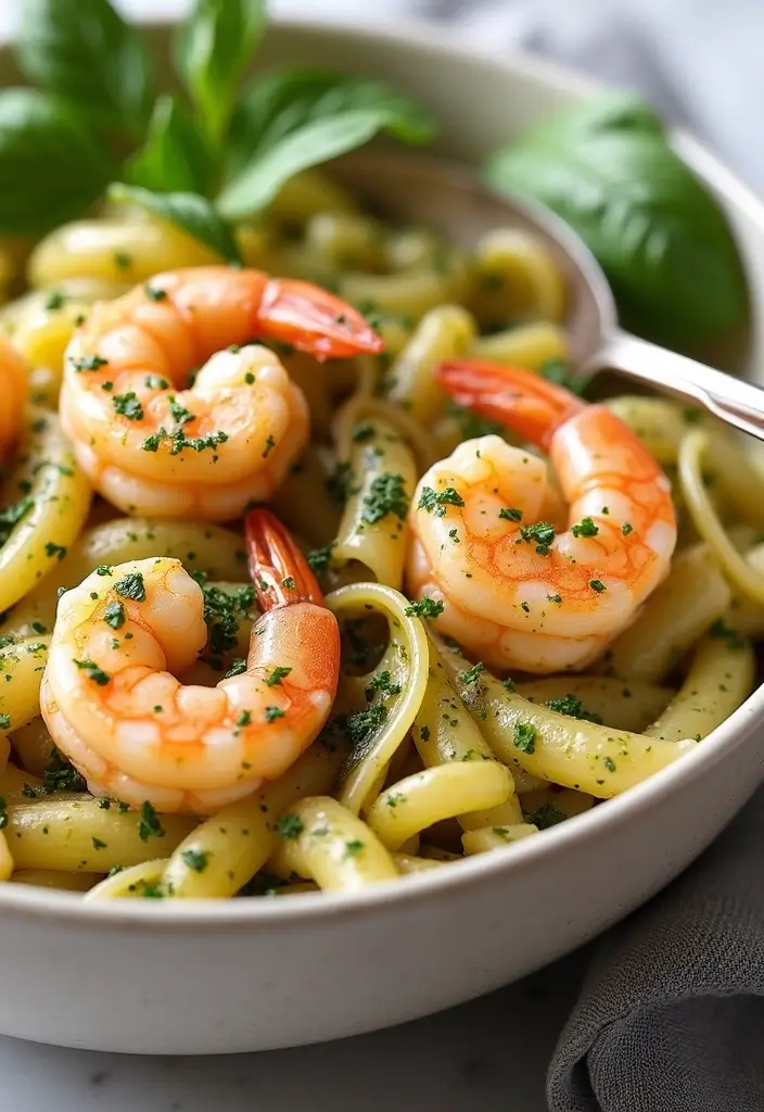 30 Creamy Pesto Chicken Pasta Recipes That Feel Fresh & Filling - 24. Creamy Pesto Chicken Pasta with Shrimp