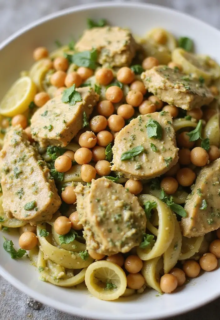 30 Creamy Pesto Chicken Pasta Recipes That Feel Fresh & Filling - 26. Creamy Pesto Chicken Pasta with Chickpeas