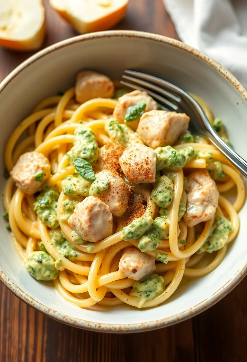 30 Creamy Pesto Chicken Pasta Recipes That Feel Fresh & Filling - 29. Creamy Pesto Chicken Pasta with Nutmeg