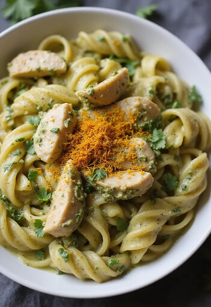 30 Creamy Pesto Chicken Pasta Recipes That Feel Fresh & Filling - 30. Creamy Pesto Chicken Pasta with Saffron