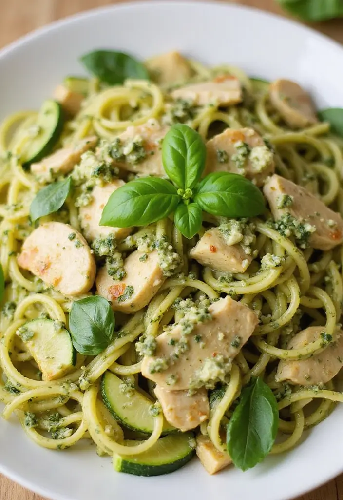 30 Creamy Pesto Chicken Pasta Recipes That Feel Fresh & Filling - 7. Creamy Pesto Chicken Pasta with Zucchini Noodles
