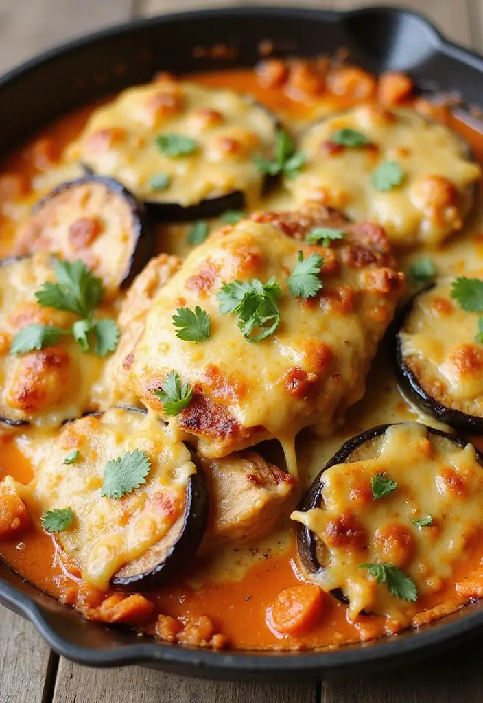 30 Frozen Chicken Crockpot Recipes That Are Dump-and-Go Easy - 21. Eggplant Chicken Casserole