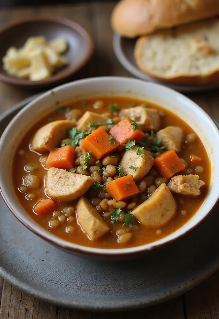 30 Frozen Chicken Crockpot Recipes That Are Dump-and-Go Easy - 22. Chicken and Lentil Stew