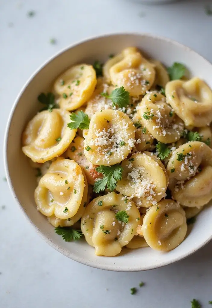 30 Garlic Parmesan Chicken Pasta Recipes That Are Addictive & Cheesy - 11. Garlic Parmesan Chicken Tortellini