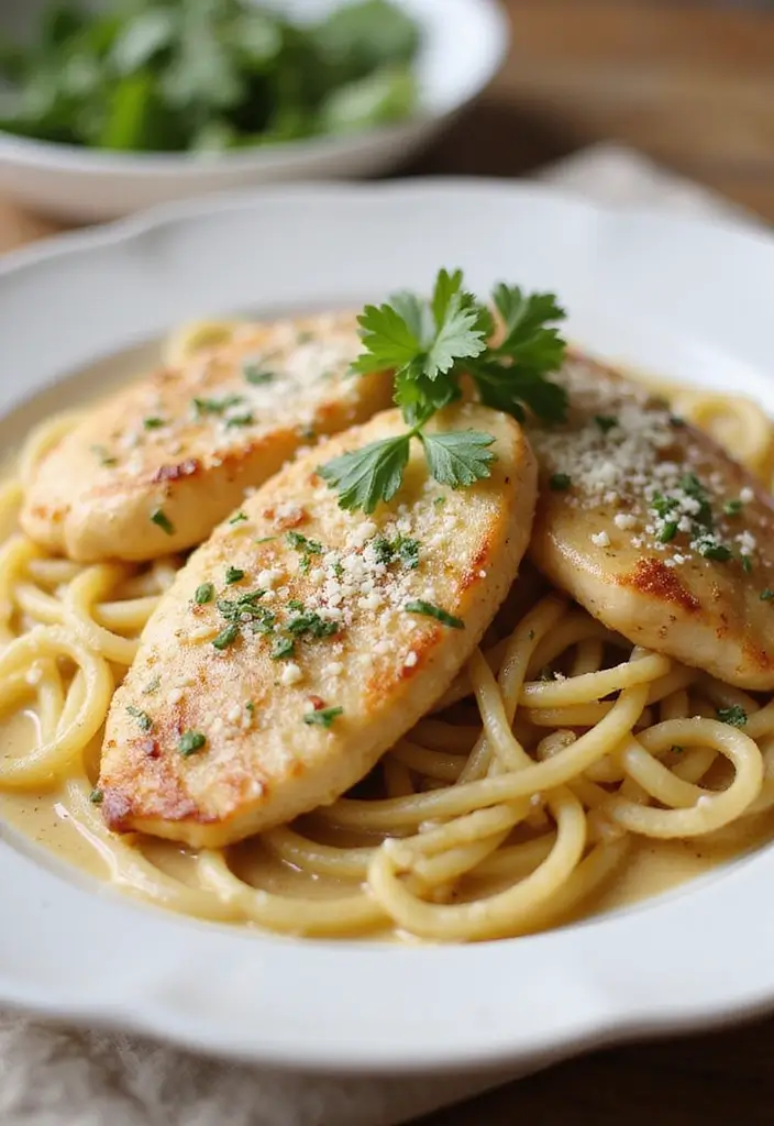 30 Garlic Parmesan Chicken Pasta Recipes That Are Addictive & Cheesy - 13. Garlic Parmesan Chicken Carbonara