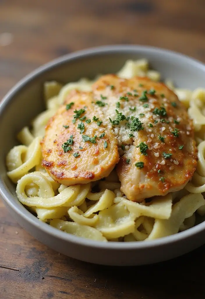 30 Garlic Parmesan Chicken Pasta Recipes That Are Addictive & Cheesy - 29. Garlic Parmesan Chicken and Cabbage Pasta