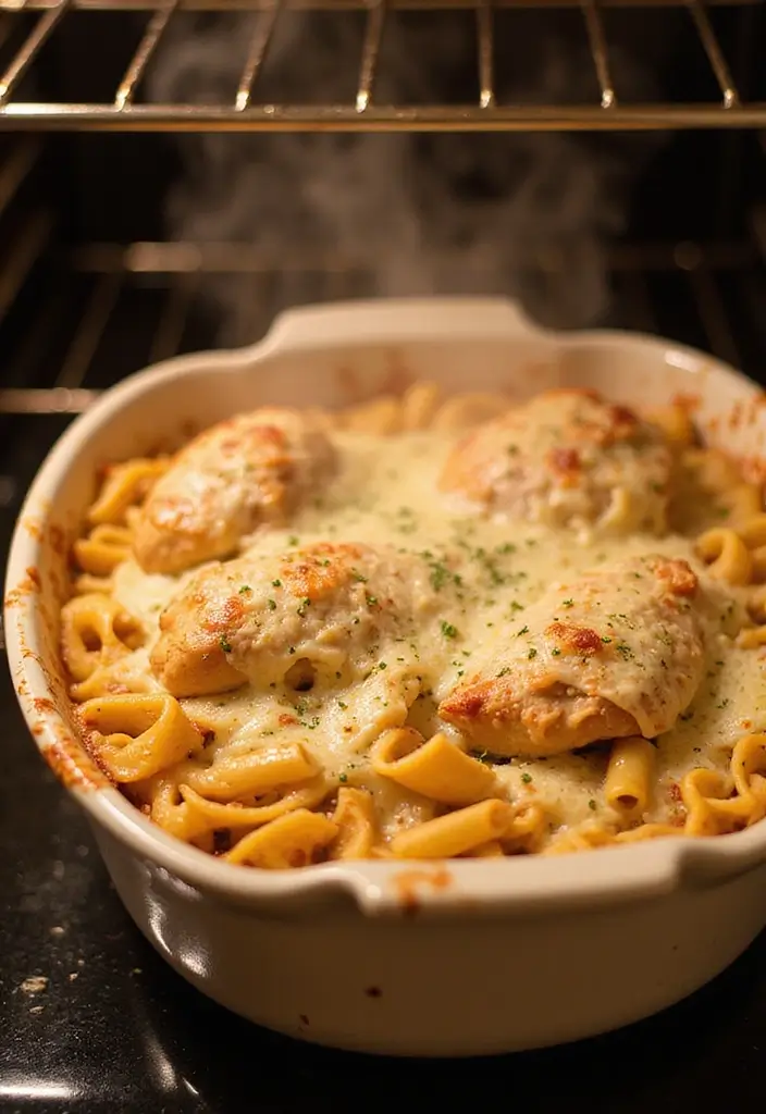 30 Garlic Parmesan Chicken Pasta Recipes That Are Addictive & Cheesy - 3. Garlic Parmesan Chicken Pasta Bake