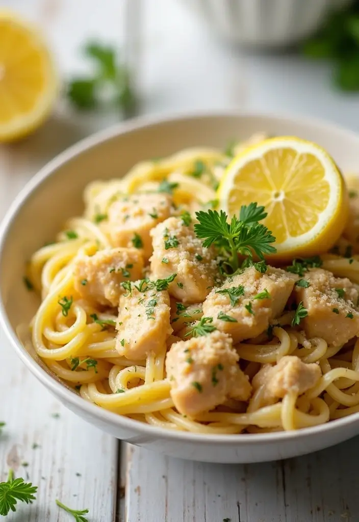 30 Garlic Parmesan Chicken Pasta Recipes That Are Addictive & Cheesy - 4. Lemon Garlic Parmesan Chicken Pasta