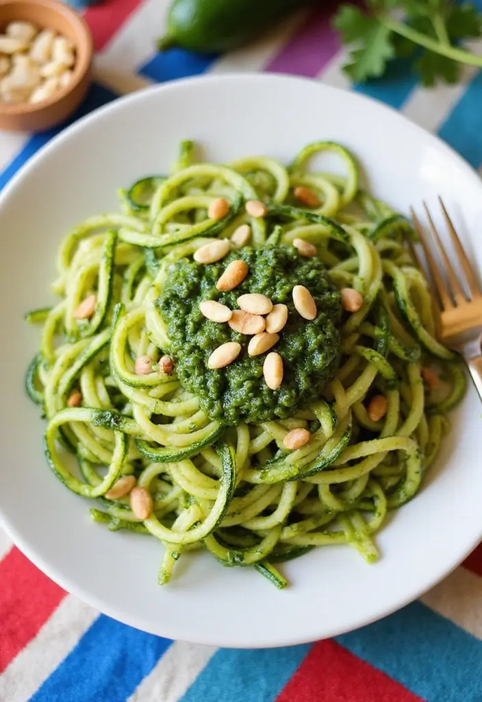 30 Healthy Side Dishes for Chicken That Complete Dinner Perfectly - 10. Zucchini Noodles with Pesto